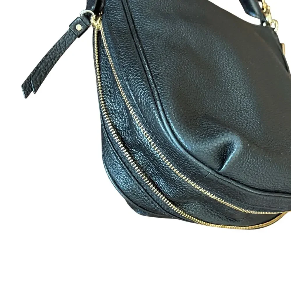 Kate Spade Ella Pebbled Leather Expandable Crossbody Shoulder Bag Black